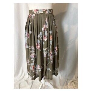 Vtg Patty Woodard Floral Pleated Midi Skirt Small Cottagecore Grandmacore
